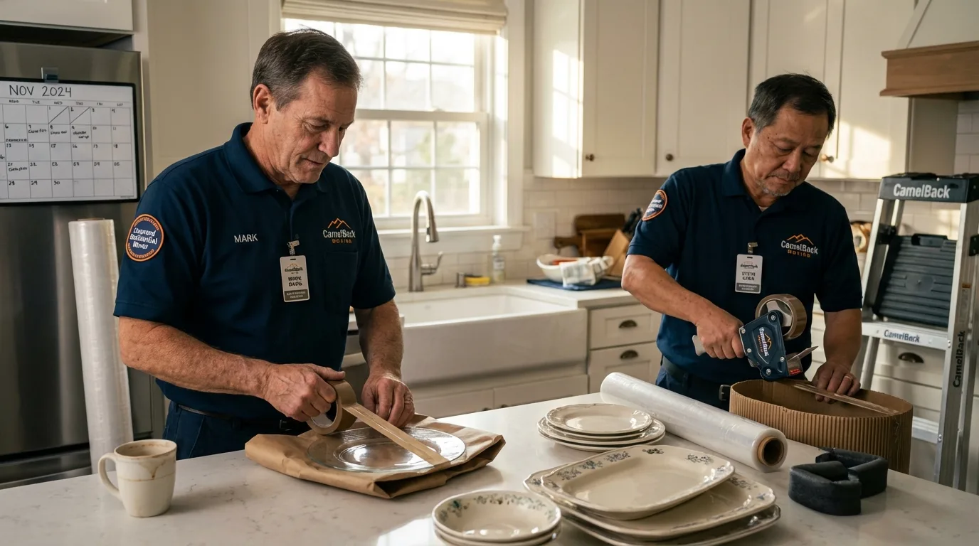 Professional crew packing kitchen dishware in Princeton, NC